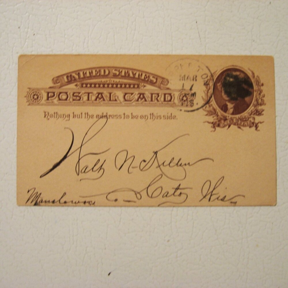 March 17th 1887 - 1 cent post card from Baldwin & Killen Real Estate